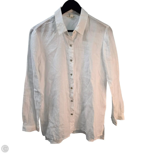Top Long Sleeve Basic By Eileen Fisher In White, Size: Sp