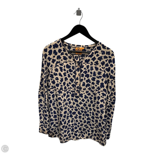 Top Long Sleeve Designer By Tory Burch In Blue & Tan, Size: 12