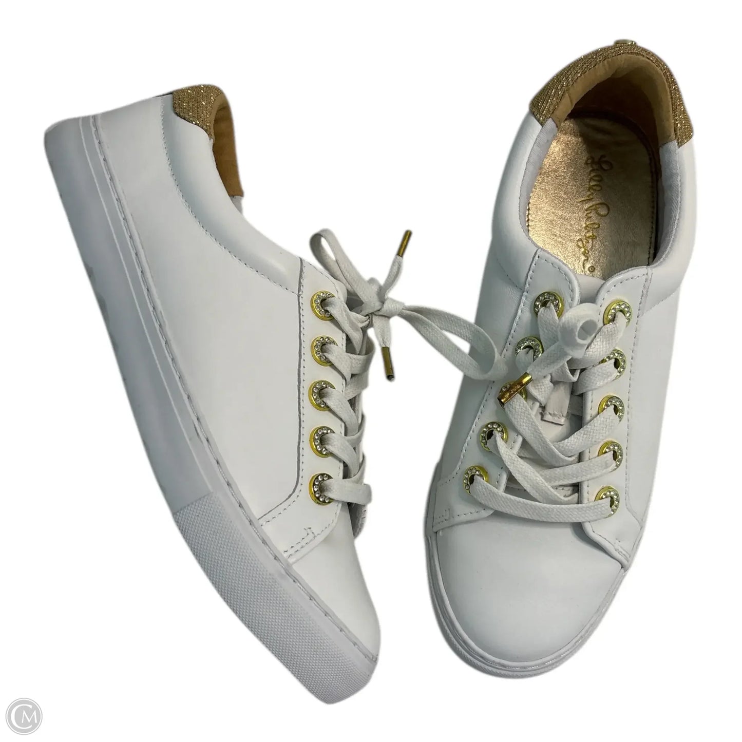 Shoes Designer By Lilly Pulitzer In Gold & White, Size: 9