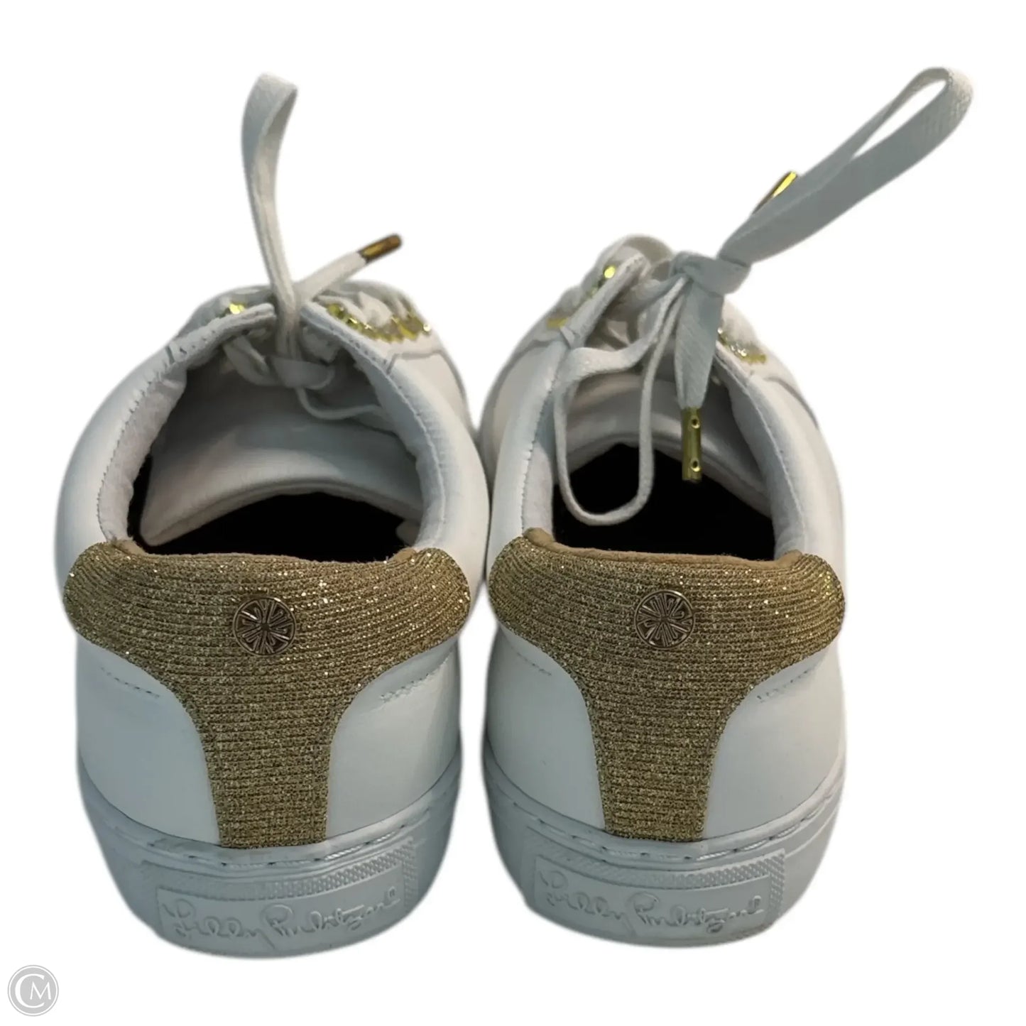 Shoes Designer By Lilly Pulitzer In Gold & White, Size: 9