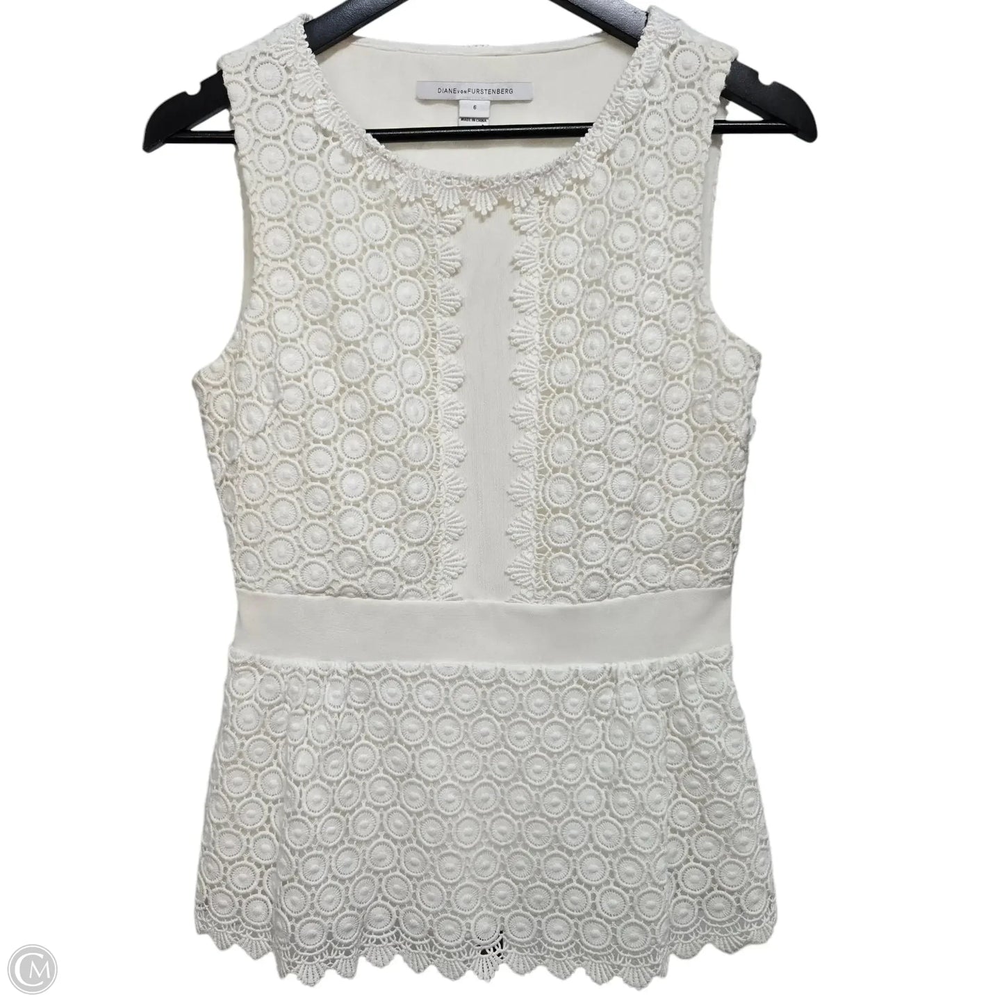 Top Sleeveless Designer By Diane Von Furstenberg In White, Size: 6