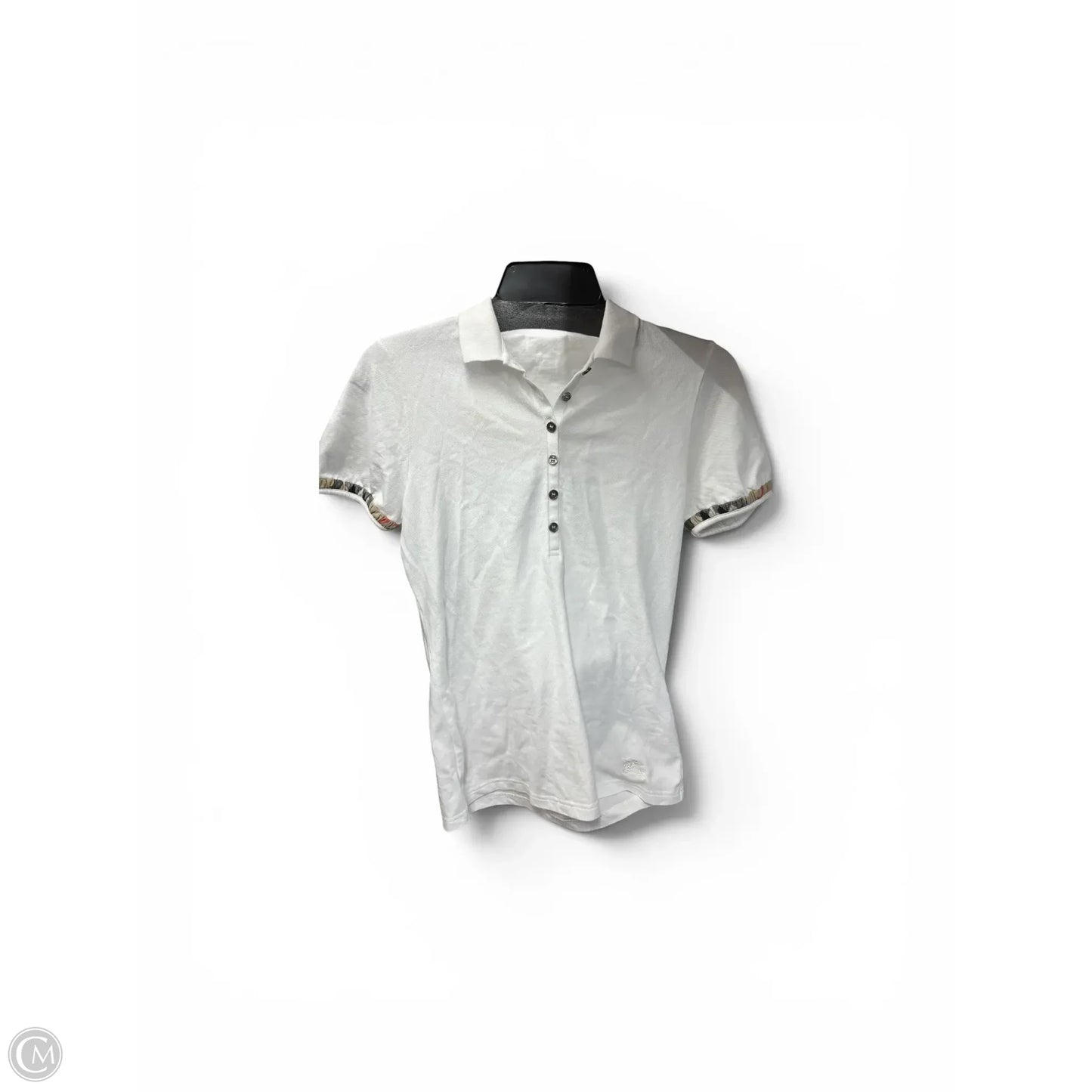 Top Short Sleeve Luxury Designer By Burberry In White, Size: M
