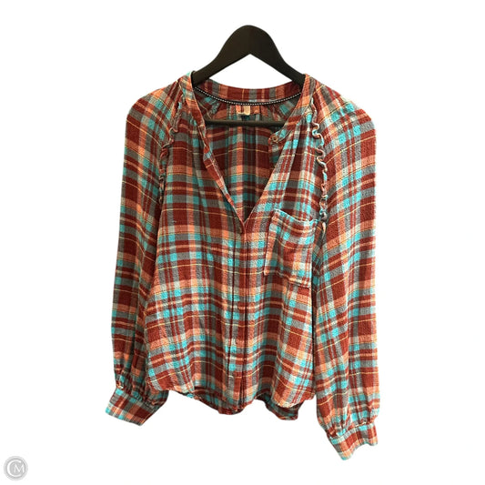 Top Long Sleeve Basic By Pilcro In Plaid Pattern, Size: S