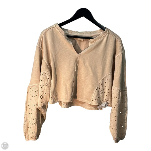 Top Long Sleeve Basic By Pilcro In Beige, Size: S