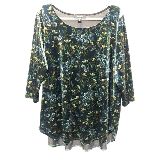 Top 3/4 Sleeve By Karen Kane In Blue & Green, Size:2X