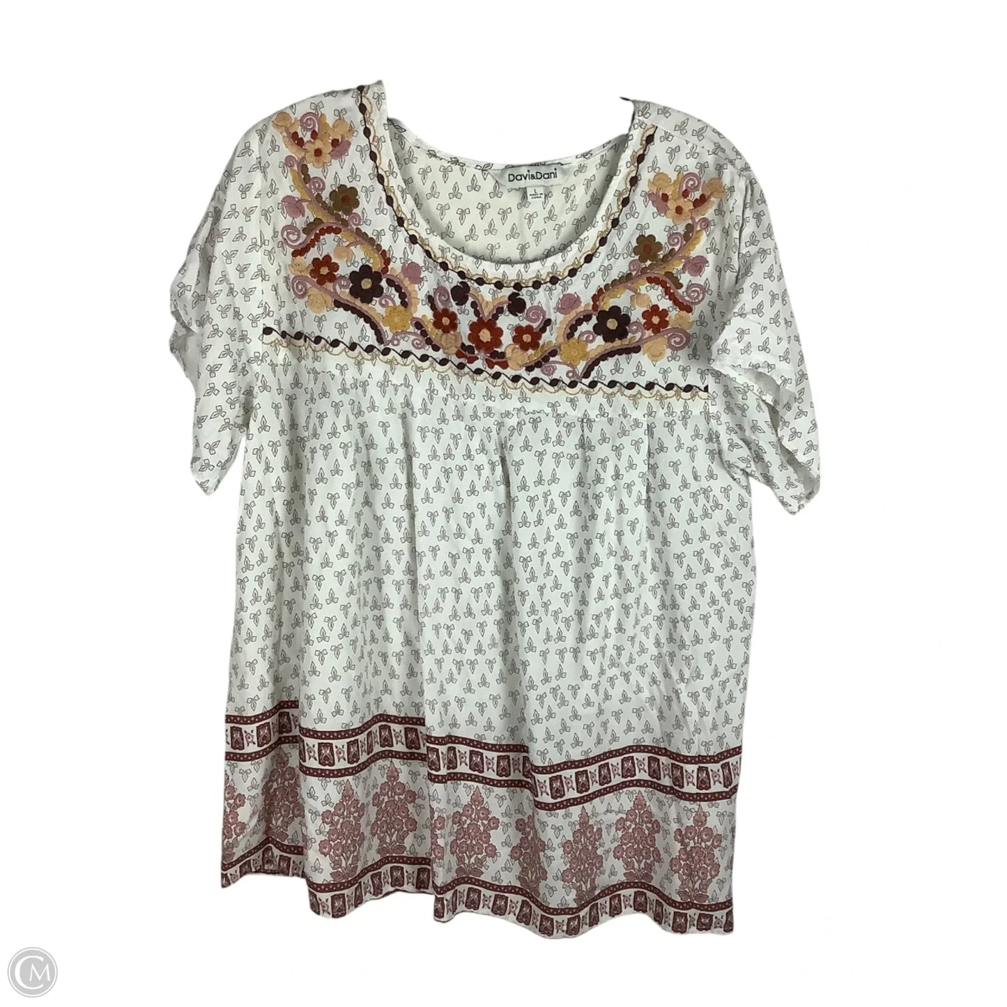Top Short Sleeve By Davi & Dani In Floral Print, Size: L
