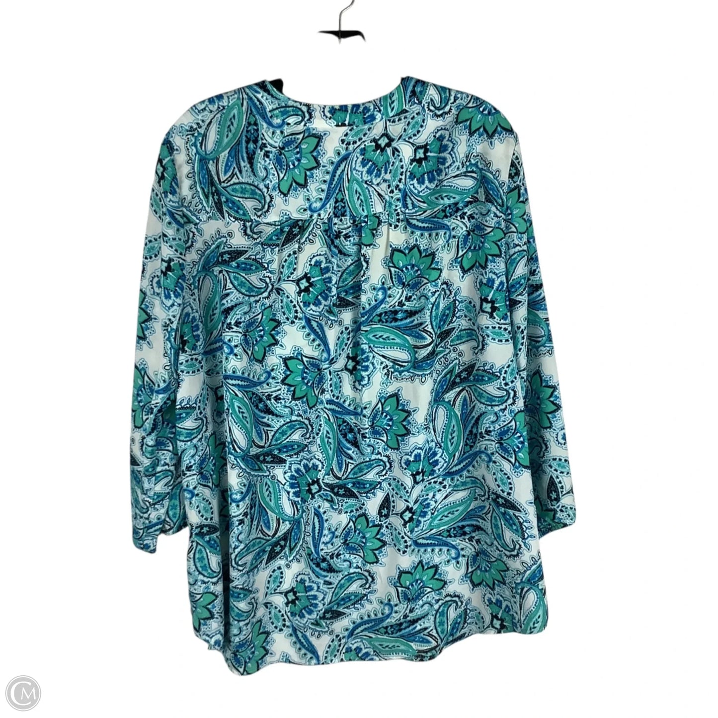 Top Long Sleeve By Jones New York In Paisley Print, Size: Xl