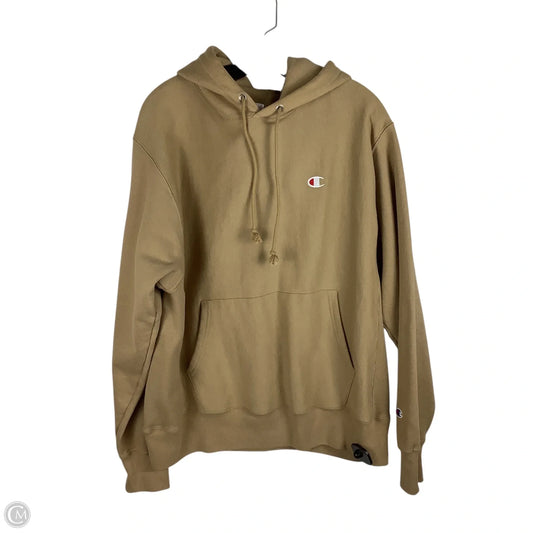 Sweatshirt Hoodie By Champion In Tan, Size: L