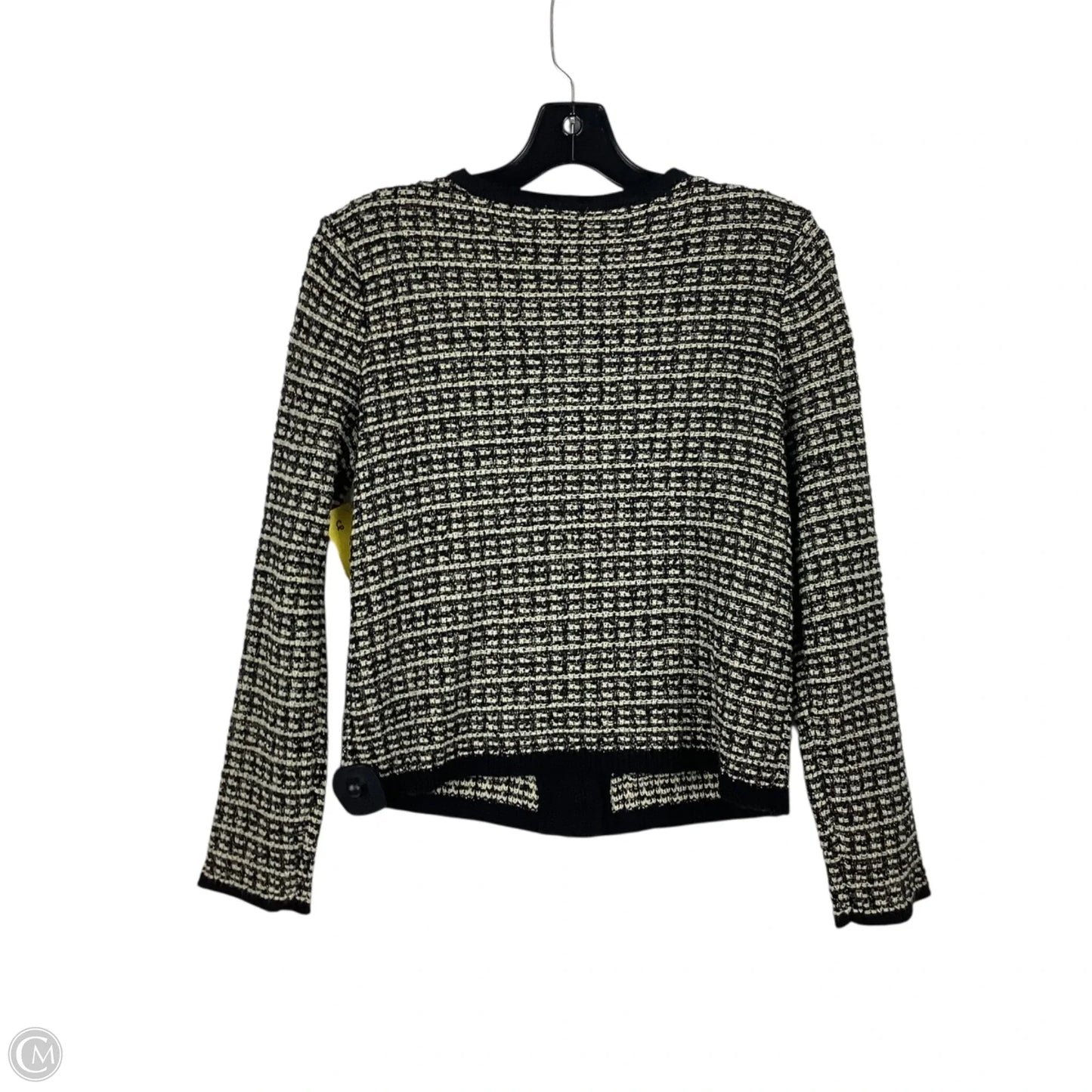 Sweater Cardigan By Talbots In Black & Cream, Size: S