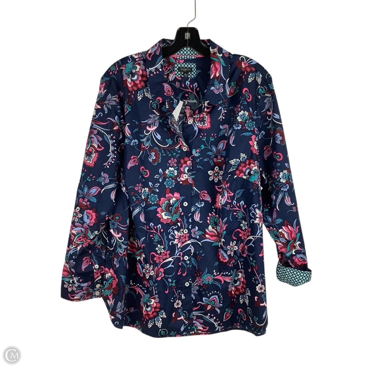 Top Long Sleeve By Talbots In Navy, Size: 2x