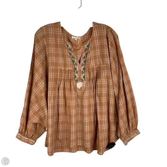 Top Long Sleeve By Easel In Orange, Size: M