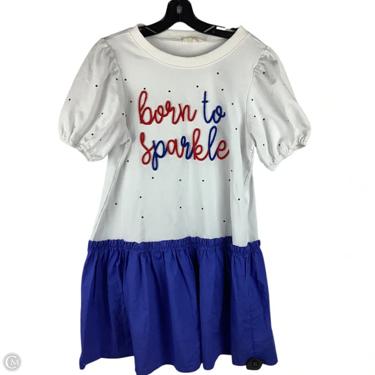Dress Casual Short By Peach Love Cream California In Blue & Red & White, Size: L