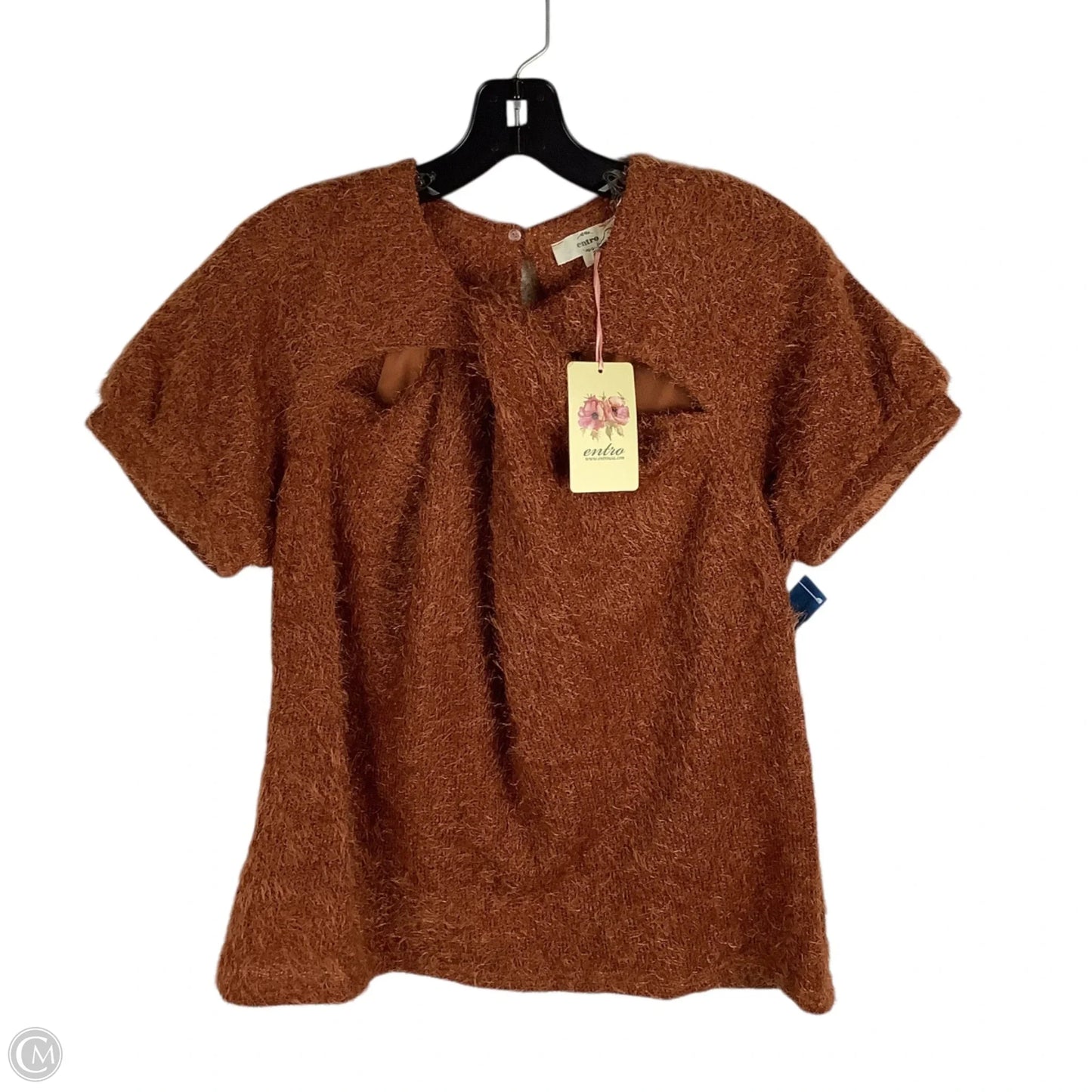 Sweater Short Sleeve By Entro In Brown, Size: L
