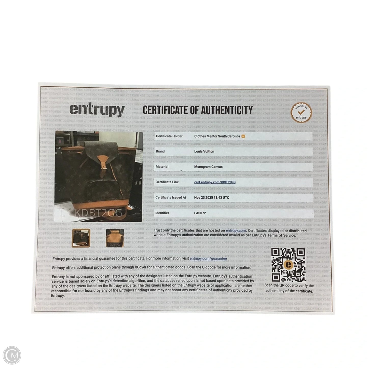 Backpack Luxury Designer By Louis Vuitton, Size: Medium