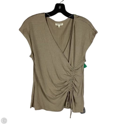 Top Short Sleeve By Max Studio In Tan, Size: L