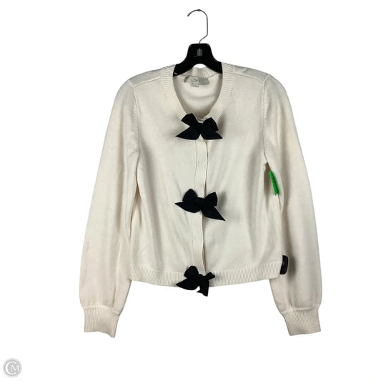 Sweater Cardigan By Loft In Cream, Size: S