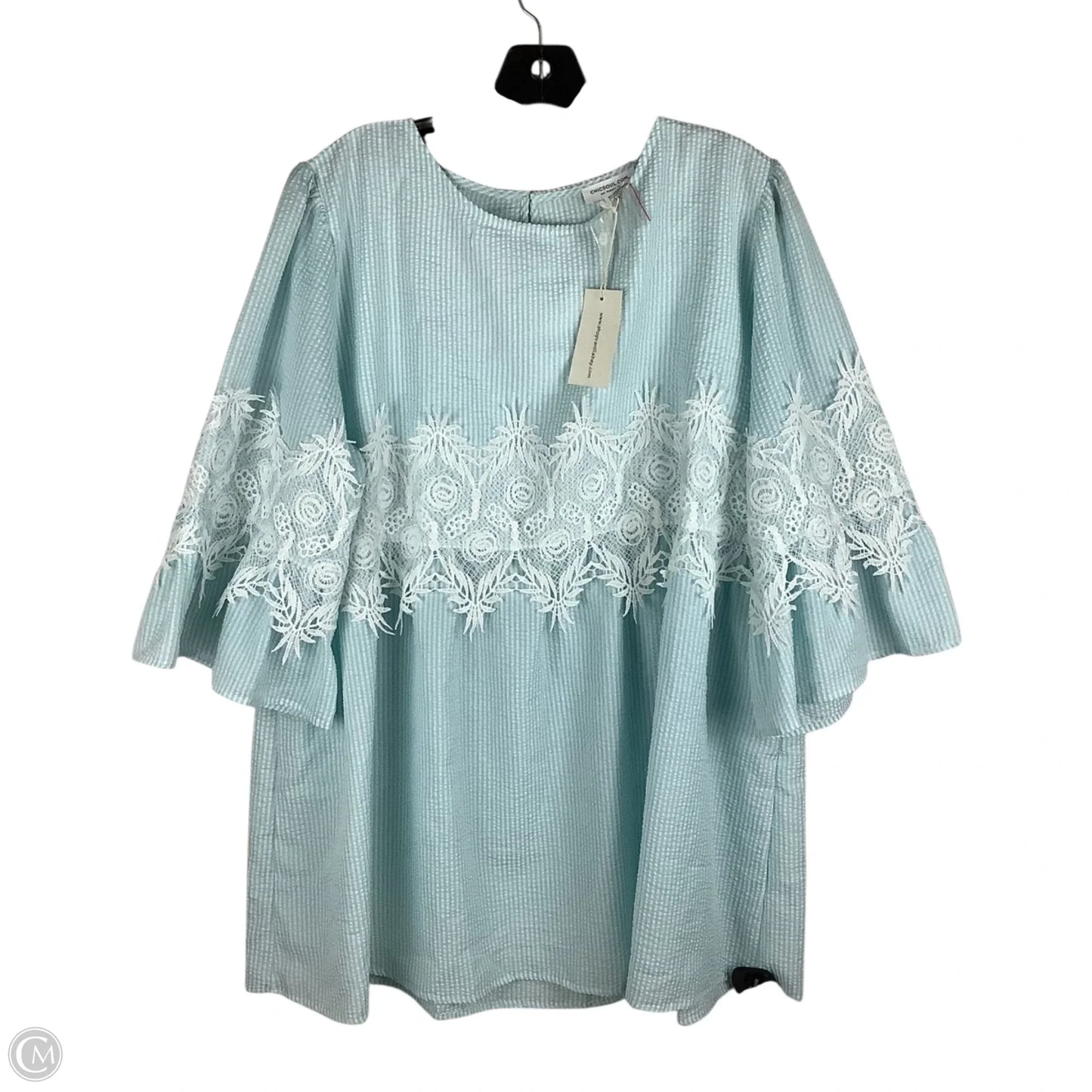 Top Short Sleeve By Chicsoul In Blue, Size: 2x