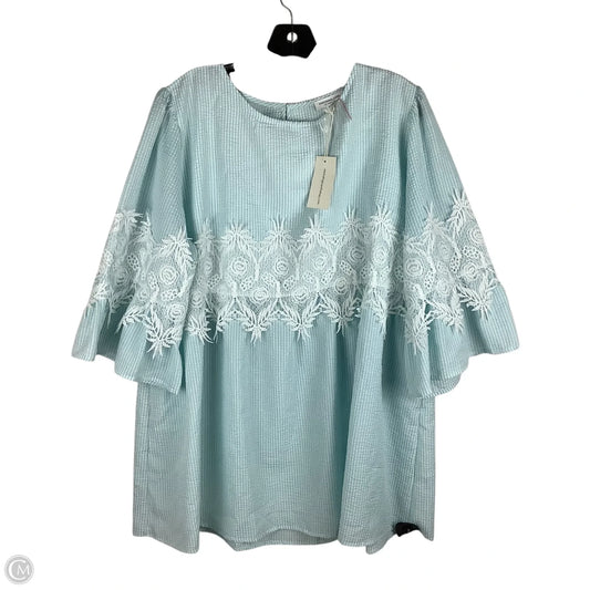 Top Short Sleeve By Chicsoul In Blue, Size: 2x