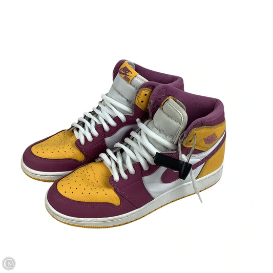 Shoes Sneakers By Nike In Purple & Yellow Size: 7 YOUTH