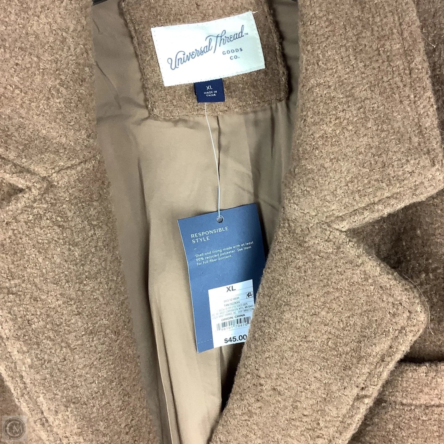 Coat Peacoat By Universal Thread In Brown, Size: Xl