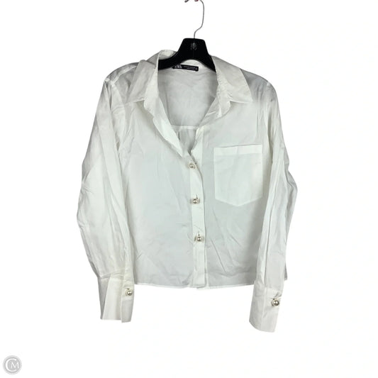 Top Long Sleeve By Zara In White, Size: S