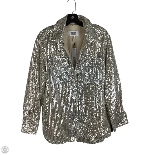 Jacket Shirt By Bb Dakota In Silver, Size: M