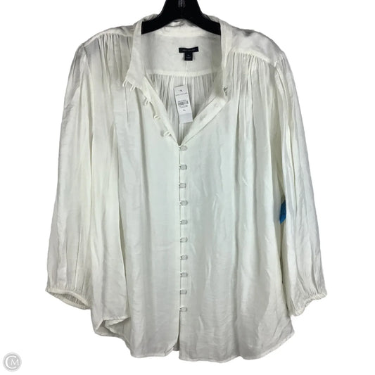 Top Long Sleeve By Ann Taylor In White, Size: Xl
