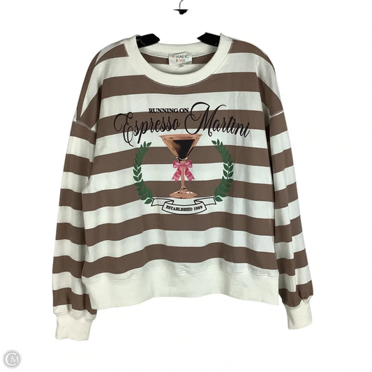 Sweatshirt Crewneck By Fantastic Fawn In Brown & Cream, Size: M