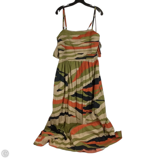 Dress Casual Midi By Cmc In Green & Orange, Size: Xl