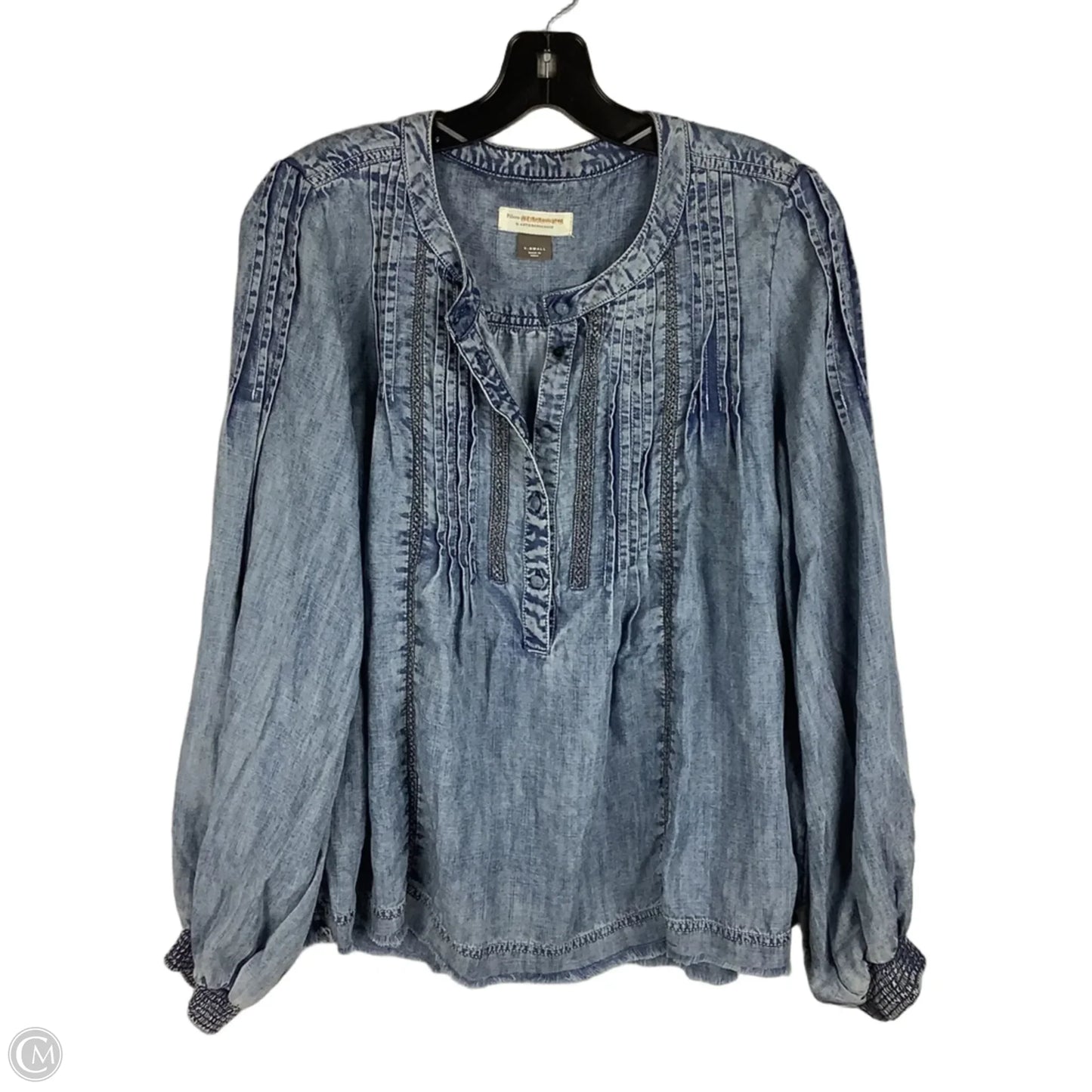 Top Long Sleeve By Pilcro In Blue Denim, Size: Xs