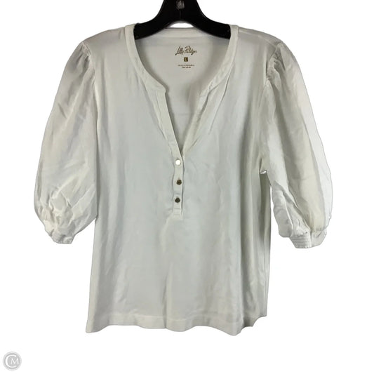 Top Short Sleeve Designer By Lilly Pulitzer In White, Size: L