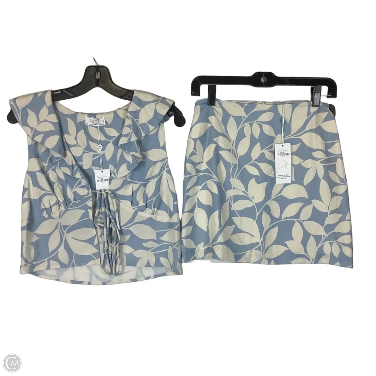 Skirt Set 2pc By Cmc In Blue & Cream, Size: Xs