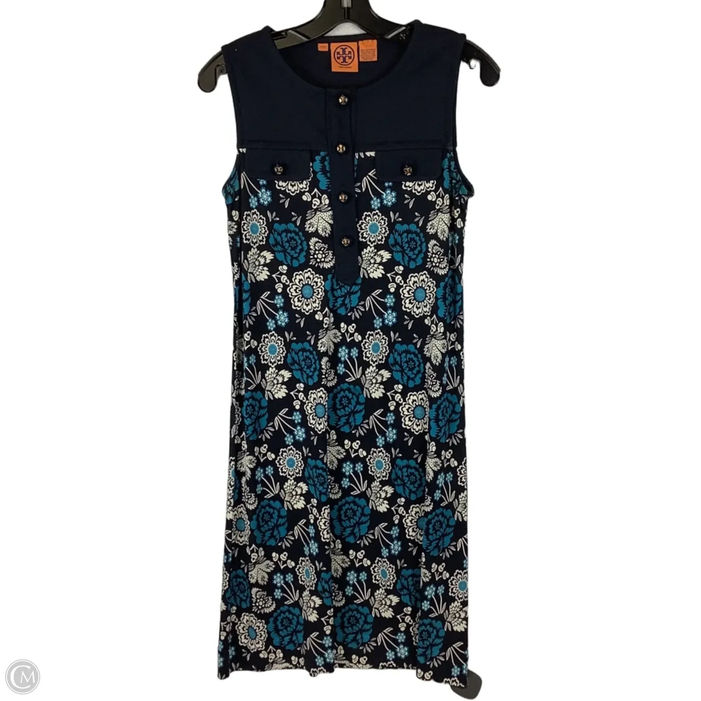 Dress Designer By Tory Burch 100% silk In Navy, Size: S