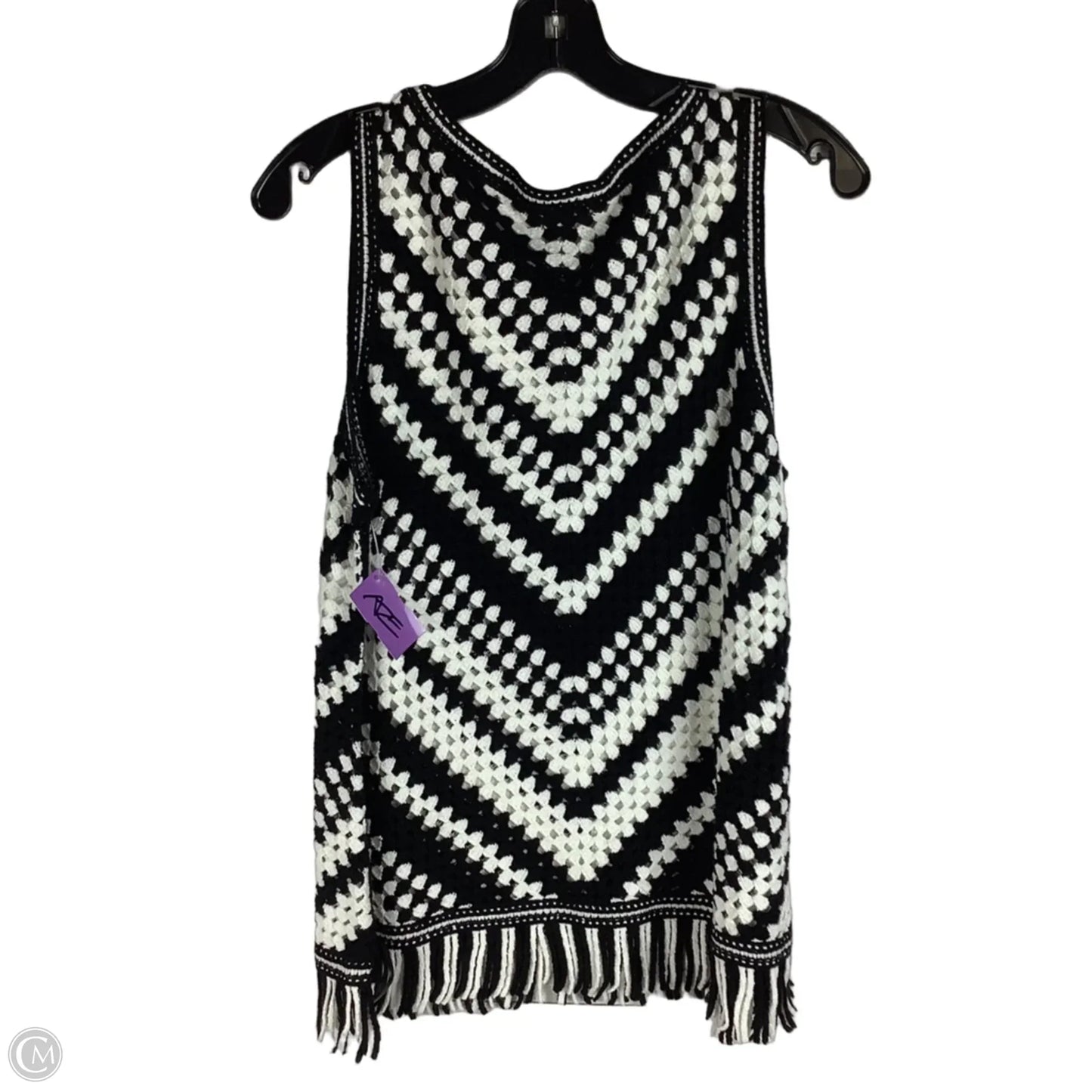 Top Sleeveless By Chicos In Black & White, Size: L