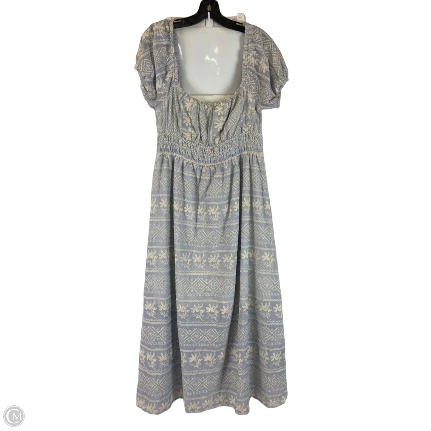 Dress Casual Midi By By The River In Blue & Cream, Size: L