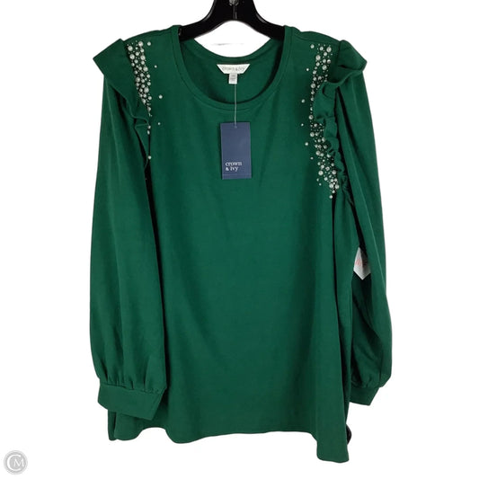 Top Long Sleeve By Crown And Ivy In Green, Size: 4X