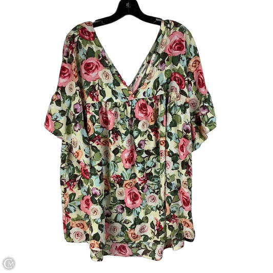 Top Short Sleeve By Adora In Floral Print, Size: 3x