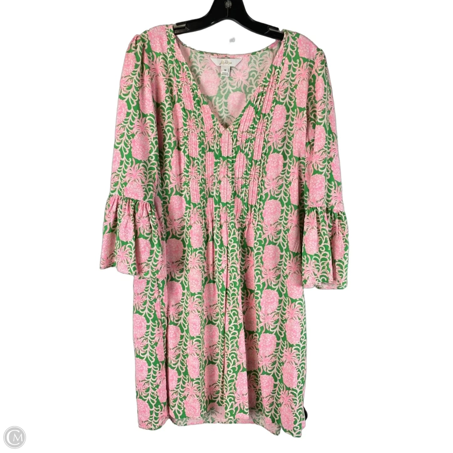 Dress Designer By Lilly Pulitzer In Green & Pink, Size: 14