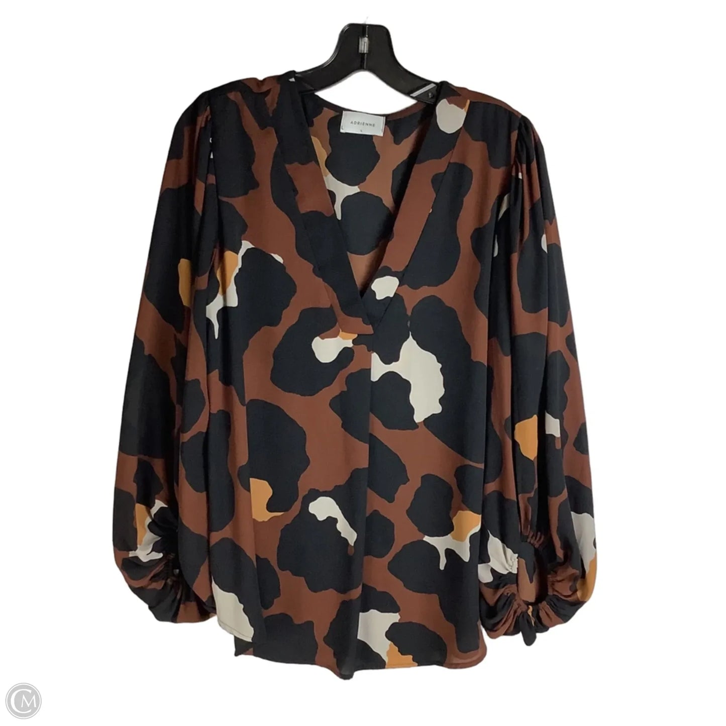 Top Long Sleeve By Adrienne In Animal Print, Size: L