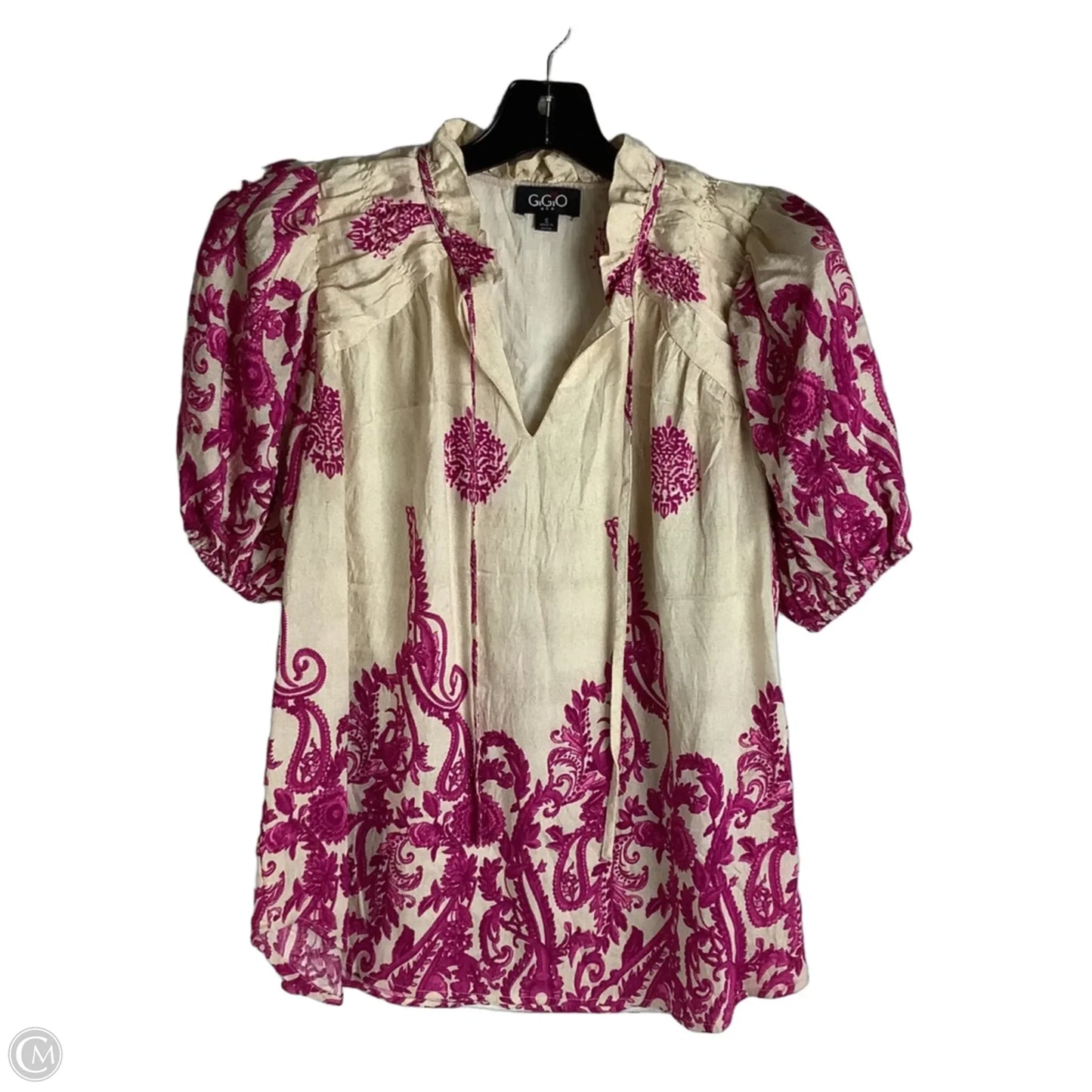 Top Short Sleeve By Gigio In Pink & Tan, Size: S