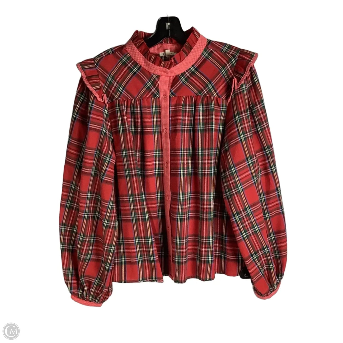 Top Long Sleeve By Jodifl In Plaid Pattern, Size: L