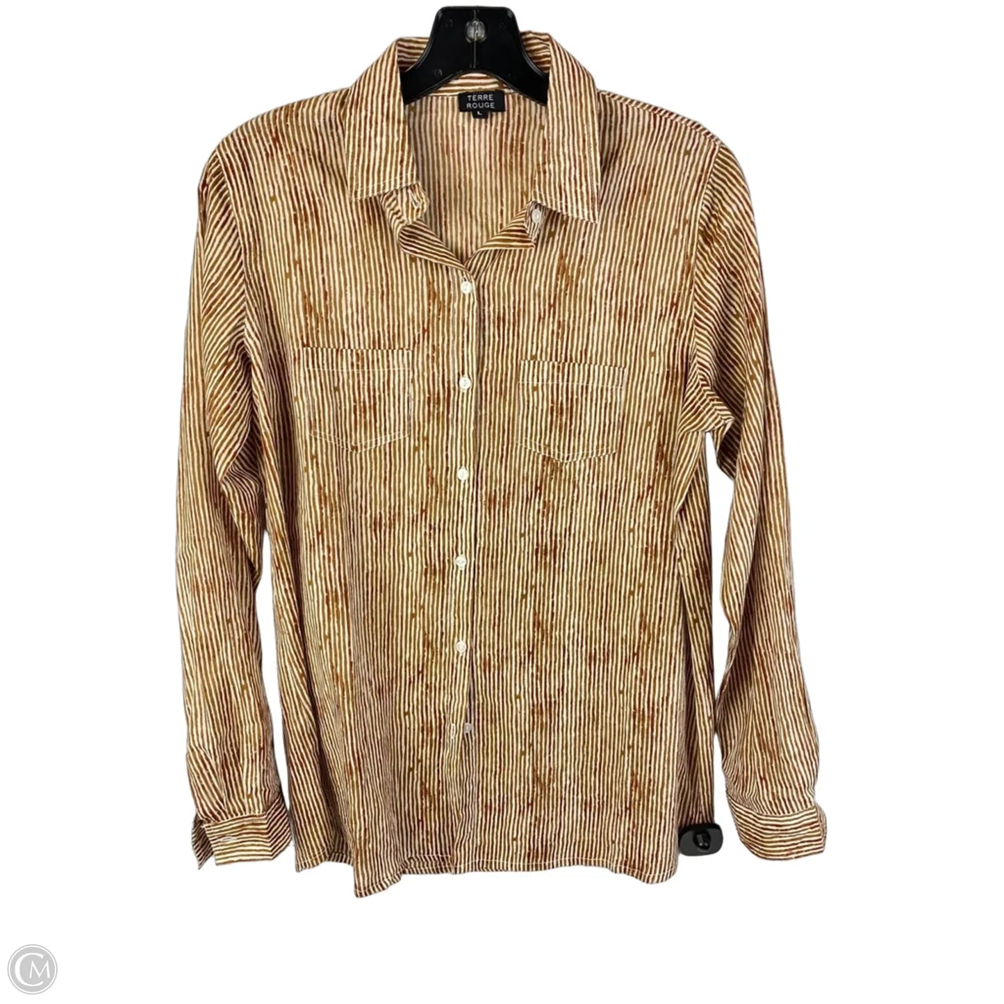 Top Long Sleeve By Cmc In Striped Pattern, Size: L