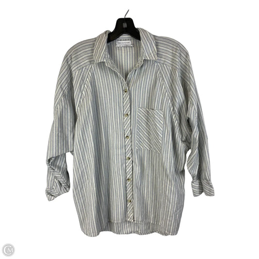 Top Long Sleeve By Urban Outfitters In Blue & White, Size: S