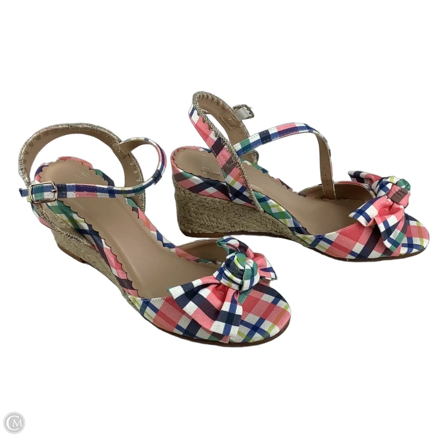 Sandals Heels Wedge By Crown And Ivy In Plaid Pattern, Size: 6.5