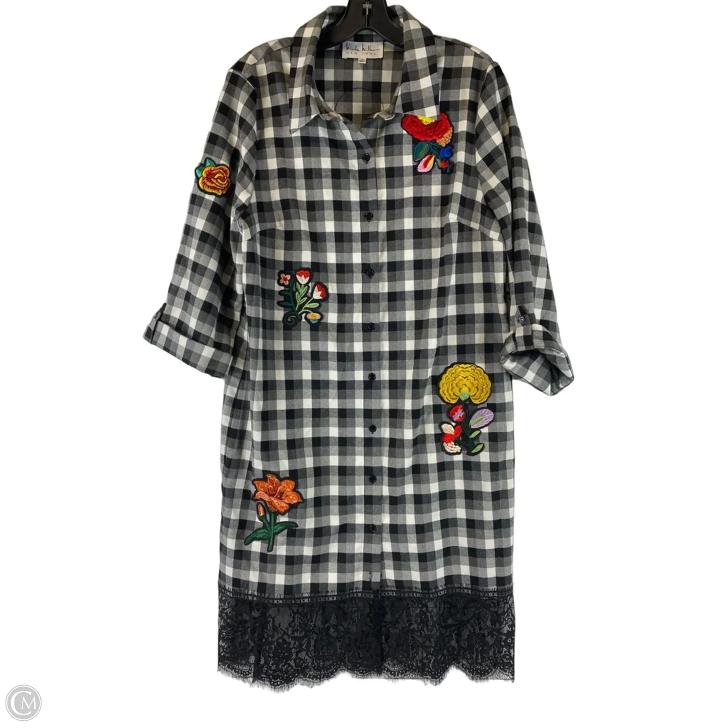Dress Casual Midi By Nicole Miller In Plaid Pattern, Size: L