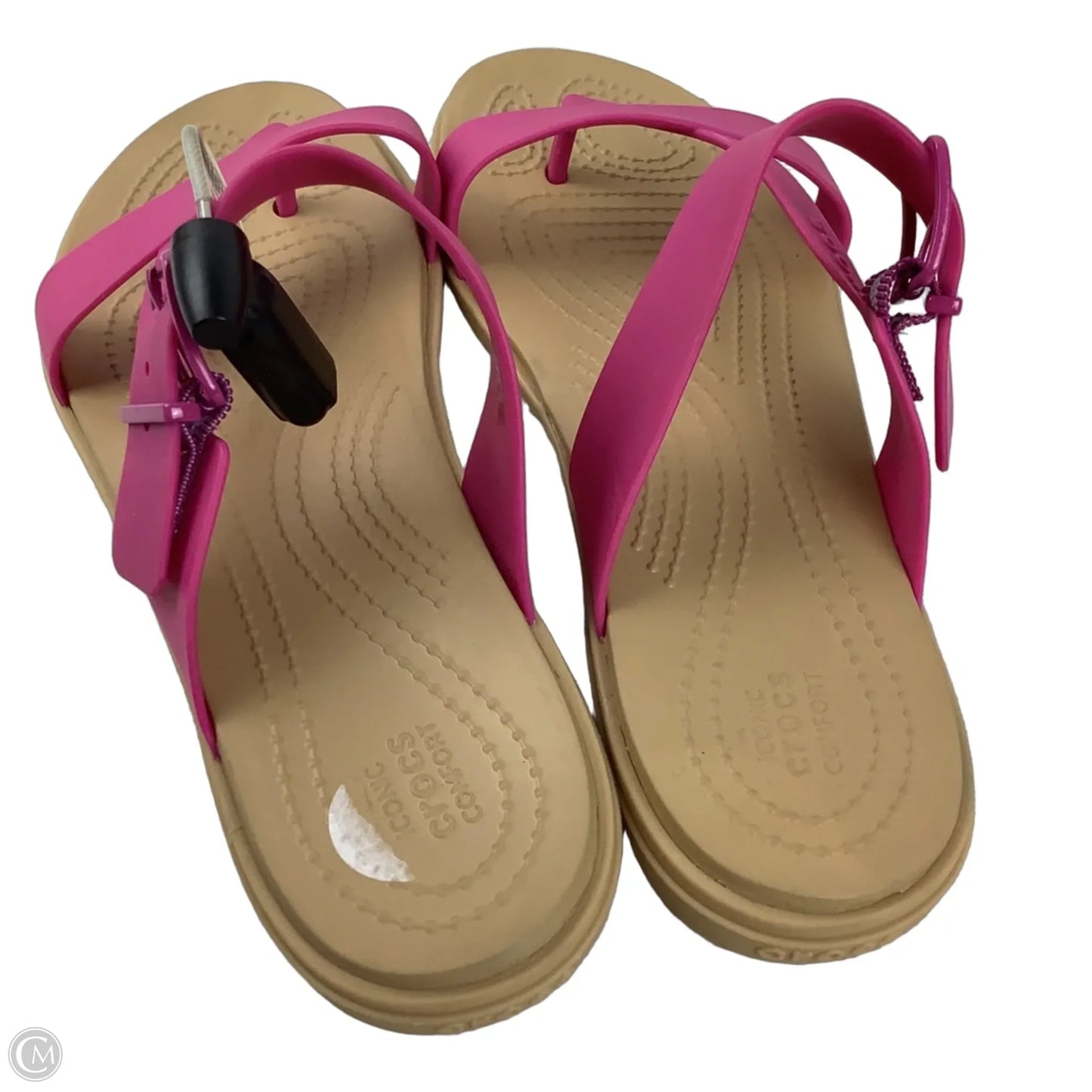 Sandals Flats By Crocs In Pink, Size: 8