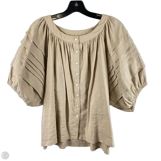 Top Short Sleeve By Fifteen Twenty In Brown, Size: L