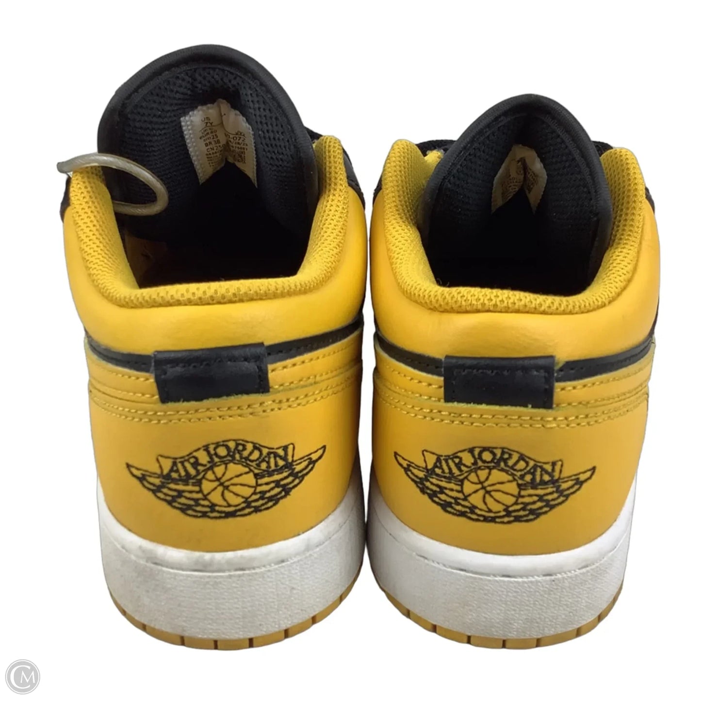 Shoes Luxury Designer By Jordan In Black & Yellow, Size: