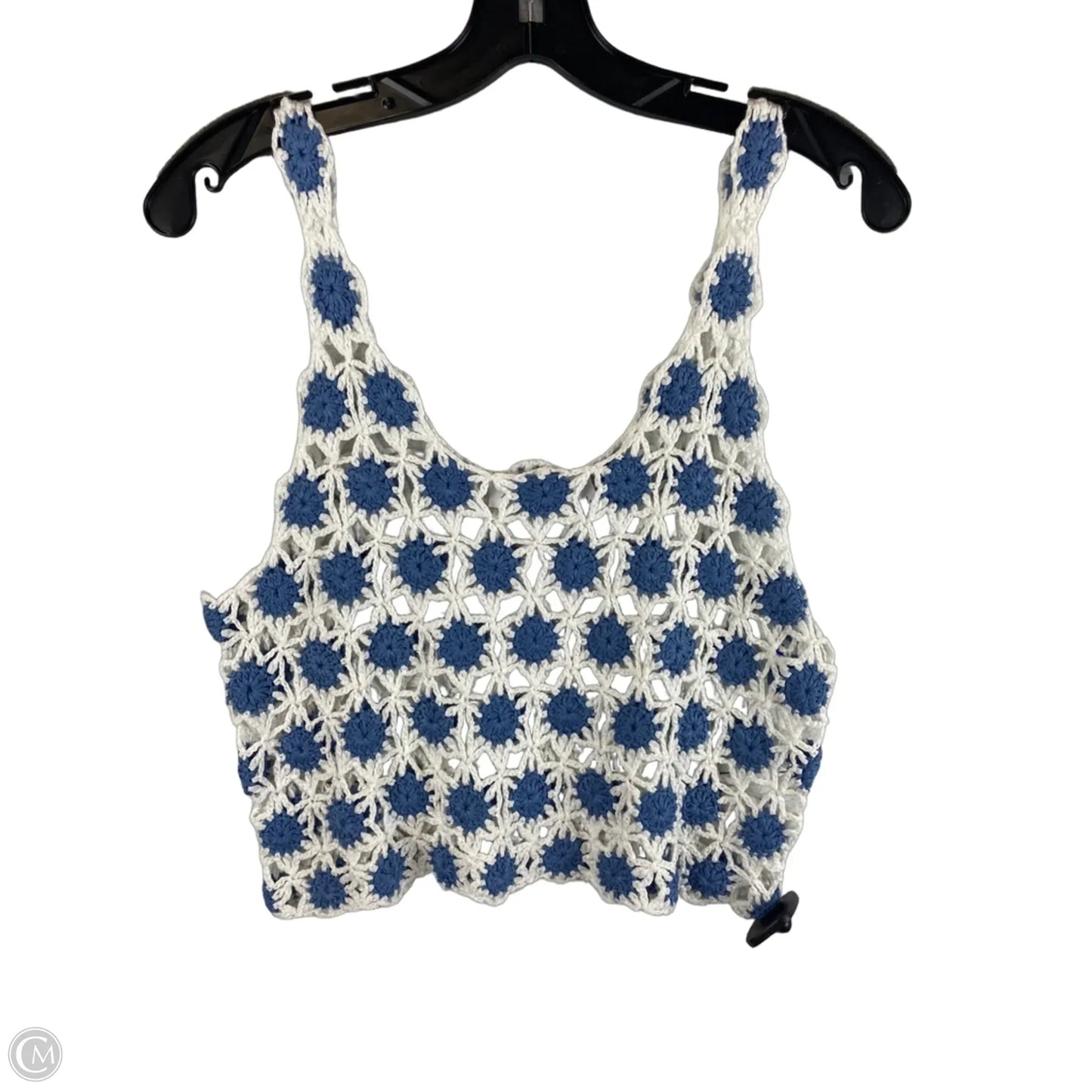 Top Sleeveless By Willow & Root In Blue & White, Size: L
