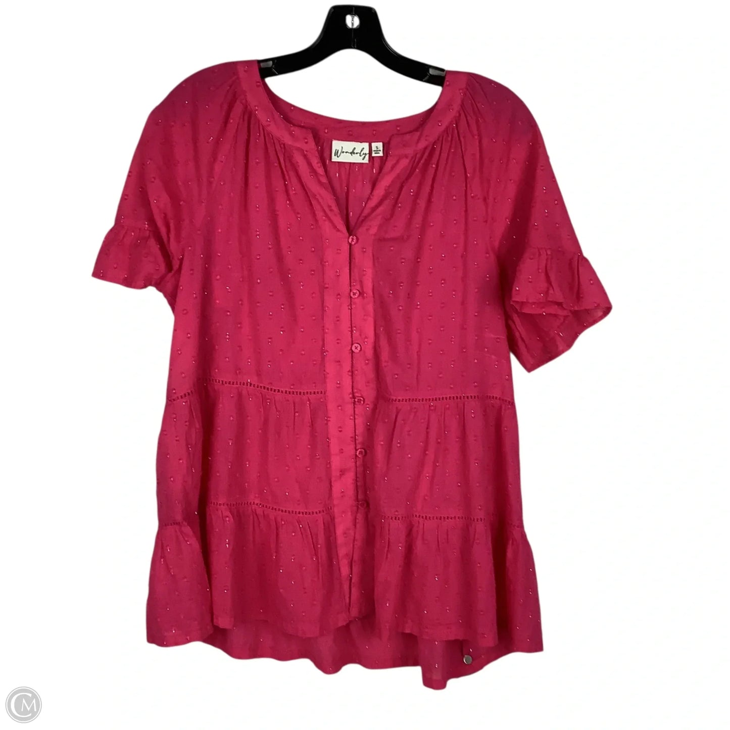 Top Short Sleeve By Wonderly In Pink, Size: S